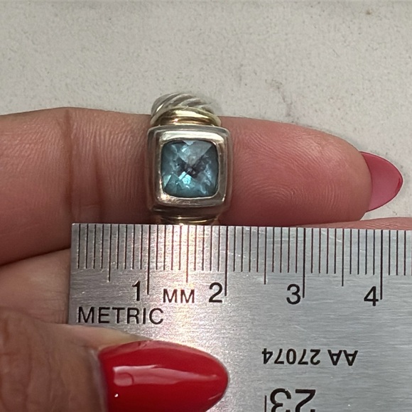 David Yurman 14k Gold & Sterling Silver Ring with Blue Topaz - Picture 16 of 16
